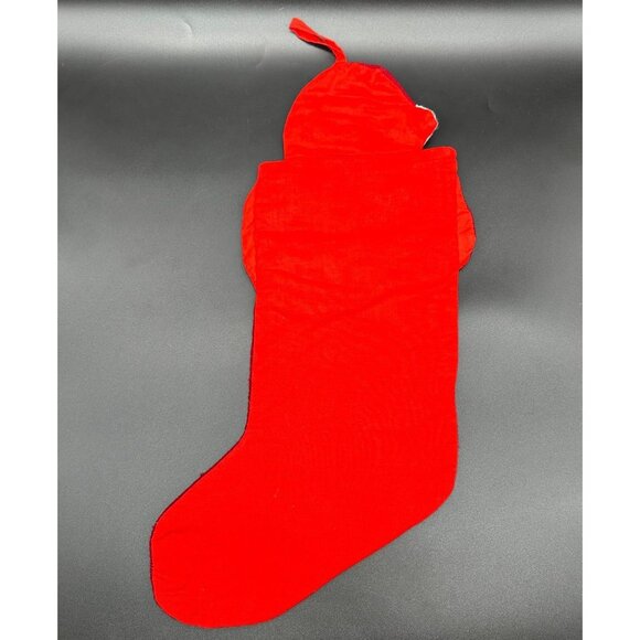 Vintage Christmas Needlepoint Stocking Santa Claus Toys Red Hanging Loop Figural - Picture 3 of 8